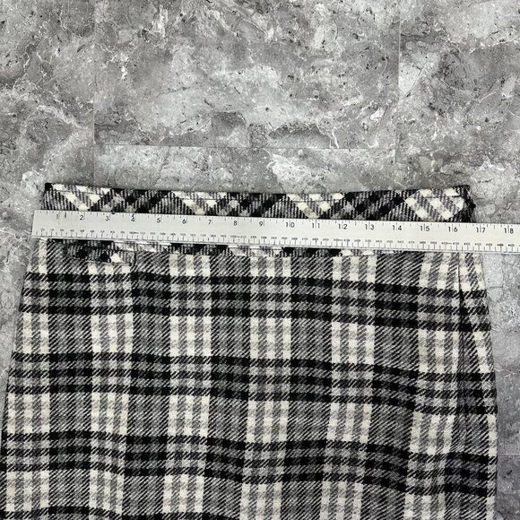 Vintage LL Bean Wool Blend Black & White Tartan Plaid Lined Skirt Size 8 Reg - Picture 5 of 6